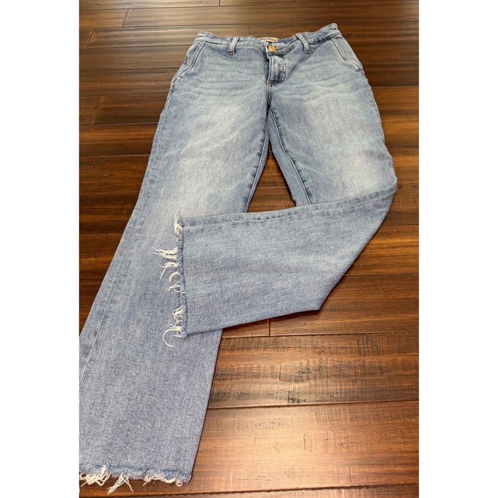 Kut from the Kloth Kelsey Ankle Flare Jeans Light Wash Raw Hem Size 4